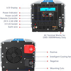 5000Watt Power Inverter ETL UL458 Listed Inverter 5000 W Converts 12V to 120 Vac with 40 Amps Hardwire Terminal and 4 AC Sockets Plus 30FT Wired Remote for Off Grid Solar System Truck RVs Emergency
