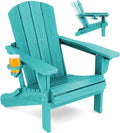 SERWALL Adjustable Folding Adirondack Chair, Reclining Adirondack Chair with Cup Holder, Aruba