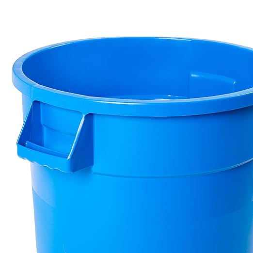 PRO&Family 20 Gallon Trash Can with Lid Round Ingredient Storage Containers Recycling Bin Kitchen Garbage Can Office Garbage Can Trash Barrel Plastic Barrel Yard Waste Bin Outdoor Trashcan (2, Blue)