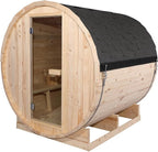 ZONEMEL Outdoor Barrel Steam Sauna, Wooden Sauna Room for 3-4 Person with 4.5KW ETL Certified TOULE Heater, Rocks, 8mm Tempered Glass, Waterproof System