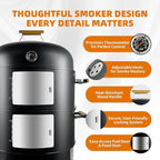 Realcook Vertical Charcoal Smoker Grills: Premium 20.5 Inch BBQ Meat Smokers - Barbecue Charcoal Grill Smoker Combo for Outdoor Cooking Patio Backyard Picnic Party Grilling