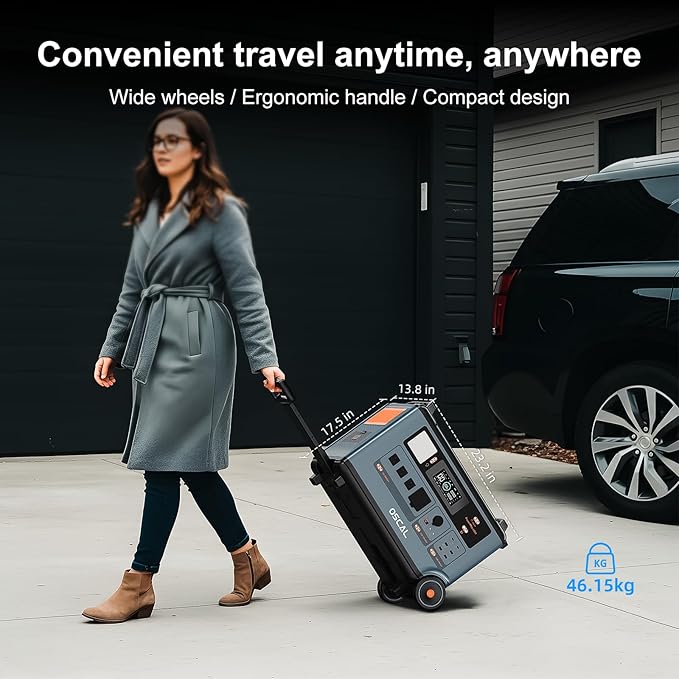 OSCAL 6000W Solar Generator with 200W Solar Panel, 120/240V Split Phase Voltage Portable Power Station PowerMax 6000,6000W AC Outlets (9000W Peak), 3600Wh LFP Battery, Expandable to 57.6kWh