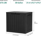 YITAHOME 30 Gallon Resin Deck Box, Weather Resistant Outdoor Rattan Storage Box, Lockable Indoor Outdoor Storage for Supplies and Essentials, Black