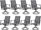 Soohow Swivel Outdoor Dining Chairs Set of 8, Patio Swivel Dining Chair with Textilene Fabric, Outdoor Metal Armchair All Weather Resistant, Ergonomic Comfort, Perfect for Patio, Backyard, Balcony