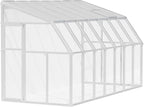 Palram Canopia Rion Sun Room 6 Ft. x 14 Ft. Solarium, Lean-to Greenhouse DIY Kit, Attach to House, Large Twin Wall Polycarbonate, 100% UV Protection for Porch, Patio Outdoors with Window Vent (White)