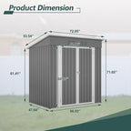 6x4 FT Shed Outdoor Storage Metal Large Garden Tool Sheds with Lockable Doors Floor Frame Shed-Roof Waterproof Steel Utility Equipment Sheds for Backyard Patio Lawn Poolside, Grey