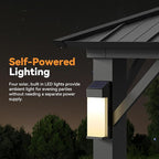 Modern Shade The Horizon Hardtop Gazebo 12' x 14' with 4 LED Lights, Permanent Outdoor Gazebo with Galvanized Steel Double Roof, Grill Pavilion with Decor Hooks, Mosquito Nettings, Black