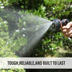 Heavy Duty Garden Hose Nozzle, 100% Metal Water Hose Sprayer with 8 Spray Patterns, Hose Nozzle with Thumb Control, On Off Valve, for Lawn & Plant Watering, Car & Pet Washing