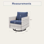 Luxury Outdoor Swivel Rocker Patio Chairs Set of 2, Swivel Patio Chairs for Porch, Yard, Deck, Poolside, LightGrey/Blue