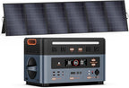 OSCAL 2400W Solar Generator with 500W Solar Panel, 1872Wh Power Station with 4 AC Outlets (5000W Peak), 1.45H Full Charging, APP Control Emergency Power Station for Home, Camping & RVs
