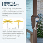 PatioKingdom Auto-Tilt 9FT Patio Umbrella Outdoor with 8 Sturdy Fiberglass Ribs,Market Table Umbrella for Pool,Backyard,Deck and Garden