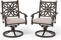 PHI VILLA Cast Aluminum Outdoor Patio Swivel Dining Chairs, Extra Wide Armrest Chairs with Seat Cushion, Casting Aluminum Back for All Weather, Set of 2