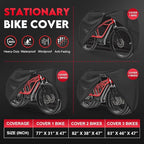 Zettum Bike Cover for 2 Bikes - 600D Bike Covers Outdoor Storage Waterproof & Heavy Duty, Bicycle Cover for 2 eBike, Mountain Bike, Road Bike, Hybrid Bike, Beach Cruiser Bike, Scooter and More