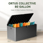 80 Gallon Resin Storage Box, All-Weather, Lockable Multi-Purpose Deck Box for Outdoor Cushions, Patio Items, and Garden Equipment, (Pure Black)