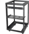 RIVECO 15U 19 Inch Open Frame Server Rack with Wheels Including 1U Rack Shelf & Power Strip Universal for 19" Network Equipment Black