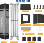 HOTEEL 10x15 Pop up Canopy Tent for Parties, Heavy Duty Easy Setup Tent with 4 Sidewalls, Outdoor Commercial Instant Gazebo for Wedding Event, with Roller Bag & Sand Bags, Black(Hexagonal Frame)