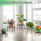 5-Pack Metal Plant Stands, Heavy Duty Indoor/Outdoor, Rustproof Iron, Black