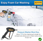 Pressure Washer Gun with Foam Cannon 5000 PSI, Heavy Duty Brass Foaming Car Wash Sprayer Adjustable Snow Foam Blaster for Car Washing with 1/4” Quick Connector 5PCS Nozzle Tips, PR-M01