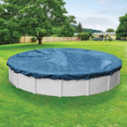Robelle 15 ft Heavy Duty Blue Winter Pool Cover for Above Ground Pools, 4 ft Overlap (19 ft Cover Size), Solid 8 x 8 Scrim, 2.36 oz/yd2, 10-Year Warranty, Style: 3515-4