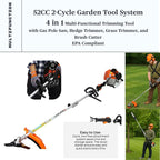 52cc 2-Cycle Gas Multi-Trimmer | 4-in-1 String Trimmer w/Rotatable Pole Saw, Weed Eater Weed Wacker, Brush Cutter & Hedge Trimmer Gas for Lawn, Yard, Garden Care, All-in-one Garden Tool