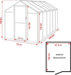 MUPATER 6 x 12 FT Outdoor Greenhouse, Polycarbonate Greenhouse with Aluminum Frame, Walk in Green House Plastic Kit Heavy Duty, W/ Lockable Door and Ajustable Roof Vent for Backyard, Garden, Grey