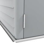 Outsunny 4.6' x 9' Steel Outdoor Storage Shed, Lean to Shed, Metal Tool House with Foundation Kit, Lockable Doors, Gloves and 2 Air Vents for Backyard, Patio, Lawn, White