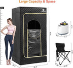 COSVALVE Portable Sauna Box for Home Sauna Steamer with 4L Large Steam Pot, 1600W Fast Heating Full Size Personal Sauna, 16 Levels, Remote Control, Foldable Chair, 2.9' x 2.5' x 5.9'