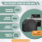 Grill Cover 72 Inch - Superior BBQ Cover for Weber Summit 600 Series Gas Grill - 600D Large Outdoor Barbecue Covers for Weber 6 Burner Summit 670, Summit 620 and Genesis 600, Genesis 400