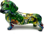 FUNSXBUG Colorful Dachshund Dog Statue Art Figurines Sculpture Collectibles Home Office Desktop Decor Outdoor Garden Display Decoration (Dachshund Dog 3)
