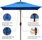 EliteShade USA 10-Year-Non-Fading 6x6Ft Square Market Umbrella Patio Outdoor Table Umbrella with Ventilation, Royal Blue