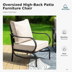 MFSTUDIO Metal Patio Conversation Sets, Outdoor Furniture Sofas Set of 2, 2 Pieces Durable Steel Frame Patio Chairs with 5.8" Beige Cushions for Patio Garden Backyard Balcony