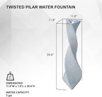 XBrand 39 in. H Freestanding Resin Fiberglass Sculptural Modern Twisted Pilar Outdoor Garden Fountain w/LED Light