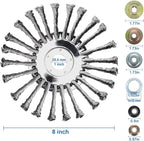 8 Inch Steel Wire Weed Eater Blades, Universal Weed Eater Attachments, Brush Cutter Trimmer Blade with Universal Adapter Kits, Unbreakable Wired Weed Eater Head Replacement for Removing Moss Weed Rust