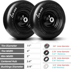 AR-PRO (2-Pack) 11x4.00-5 Flat Free Tire and Wheel, Universal 11x4-5 Solid Smooth Tractor Turf Tire with Rim, 3.4" Centered Hub and 3/4" & 5/8" Bushing, For Zero Turn Mowers and Riding Lawn Mower