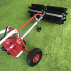 Handheld Sweeper 43CC 2 Stroke Gasoline Power Sweeper Outdoor Sweeping Broom 1.7HP Walk Behind Sweeper Cleaner Turf Lawns Driveway Grass Sweeping Cleaning Tool