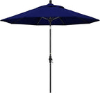 California Umbrella 9' Round Aluminum Pole Fiberglass Rib Market Umbrella, Crank Lift, Collar Tilt, Black Pole, Sunbrella Spectrum Mist