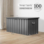 Domi 100-Gallon Outdoor Storage Box – Waterproof, Lockable Storage Cabinet for Patio Furniture, Garden Tools & Pool Supplies – Large Metal Storage for Cushions, Toys & More