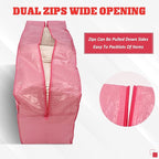 4 Pcs 66 Gallon Large Moving Bags with Zipper and Handles Foldable Storage Duffle Bags Heavy Duty Extra Large Totes for College Dorm Travel Clothes Blankets Bedding Moving (Jelly Pink)