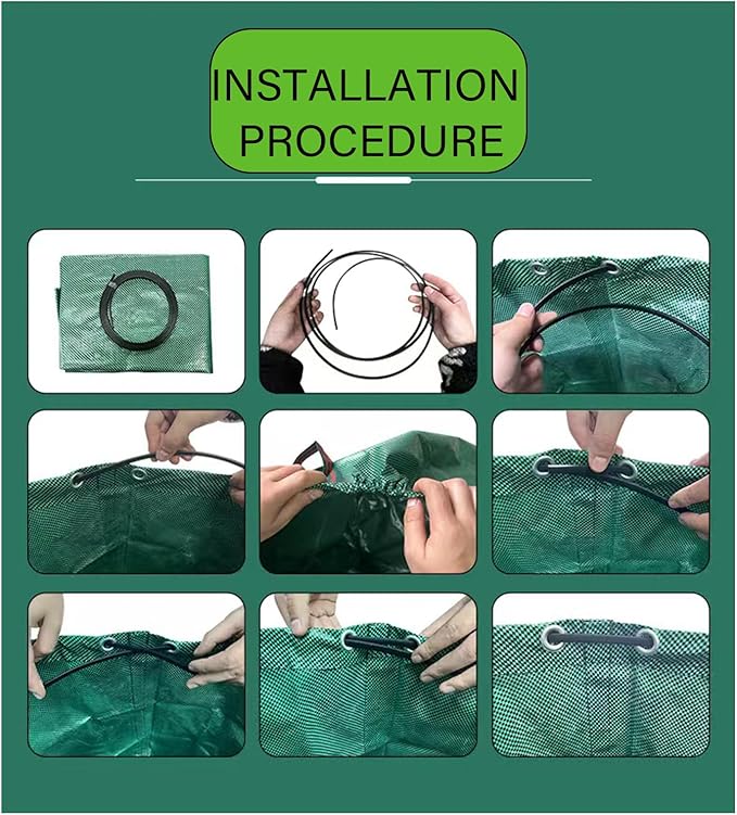 Reusable Yard Waste bags,Collapsible Leaf Bag with Gardening Gloves,Yard Debris Collapsible Bag With 4 Handles, for Leaves, Lawn Debris & Grass Clippings (80Gallon)