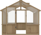 Mupater 8 x 16 FT Wooden Greenhouse for Outdoor, Heavy Duty Greenhouse Kit with Vent Window and Lockable Door, Walk-in Green House for Garden, Patio, Backyard and Lawn, Brown