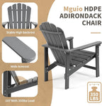 Stackable Adirondack Chairs Set of 6, Space Saving HDPE All-Weather Fire Pit Chair with Cover for Outdoor Lawn Porch Deck