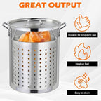 30 Qt.Turkey Deep Fryer Pot Set,Seafood Boil Pot with 55,000BTU Propane Burner,2-Pcs Cooker Sets, Turkey Fryer w/Basket for Outdoor, Aluminum Tripod Stove Rack,Steamer for Cooking Crawfish and Crab