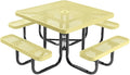 COATEDOUTDOORFURNITURE Heavy-Duty Portable Outdoor Picnic Table with Umbrella Hole, Expanded Metal Commercial-Grade Patio Dining Furniture Made in America (46" Square Top, Textured Sand)