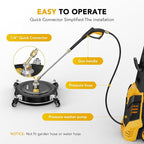 EVEAGE 14.5" Pressure Washer Surface Cleaner, Upgraded Stainless Steel Pressure Washer Accessories with 4 Weels & 1/4" Quick Connector, 4,000 PSI Power Washer for Driveways Sidewalks Patios Cleaning