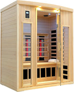 3 Person Infrared Sauna, Ceramic Infrared Sauna 3 Person, Far Infrared Saunas for Home, Low EMF Infrared Indoor Sauna, Hemlock Wooded Sauna Room, Bluetooth Speakers, Chromotherapy Lights