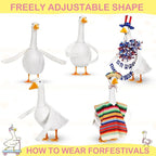 Aliceset 6 pcs Porch Goose Wings with Wigs Eyelash Cute Goosey Braid Wigs PoseAble Wings Reusable 3D Salon Eyelashes with Color for 23/17'' Outdoor Patio Yard Lawn Art Decoration