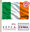 Ireland Flag 3x5 FT 100% Made in The USA-Heavy Duty Vibrant Colours Double Sided Irish National Flag with 2 Brass Grommets for Home/Company/Indoor Outdoor Decoration