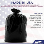 55 Gallon Trash Bags Heavy Duty – Large Black Contractor Bags 36x52" – Industrial, Yard Waste, Lawn & Leaf, Construction Garbage Can Liners – Made in USA (3 Mil, 25 Count)