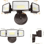Onforu 80W 9000LM Flood Lights Outdoor, Brightness Security LED Flood Lights with 3 Adjustable Heads, Switch Controlled, IP66 Waterproof 6500K Outside Exterior Flood Light for Yard Garage Eave Patio