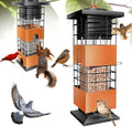 Squirrel Proof Bird Feeders for Outdoors Hanging, Large Capacity 3.5Lbs Bird Feeders with 4 Feeding Ports, Metal Gravity Protection Birds Feeder for Outside, Cardinal, Sparrow, Finch, Brown